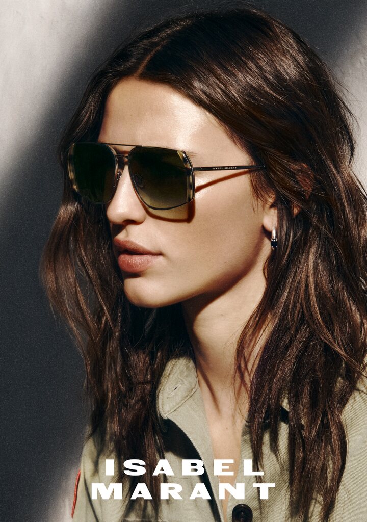 Isabel Marant SS26 backstage — occhiali da sole boho con montatura oversized, Eye-Shop