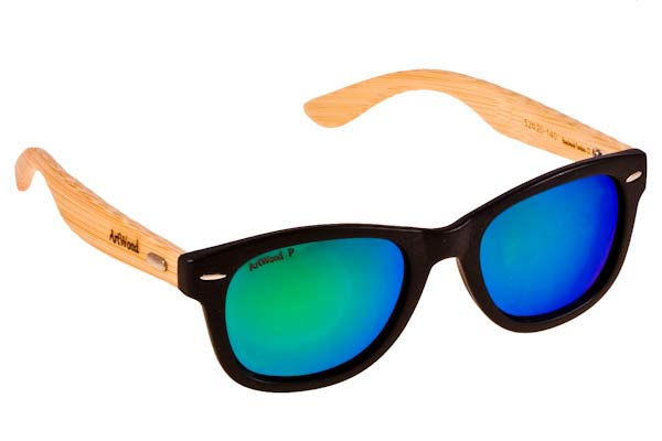 Occhiali Artwood Milano Bambooline 1 MP200 BLKGRMP Black  - Green Mirror Polarized - bamboo