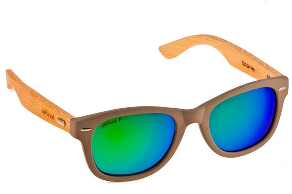 Occhiali Artwood Milano Bambooline 1 MP200 BEIGRMP Beige - Green Mirror Polarized - bamboo