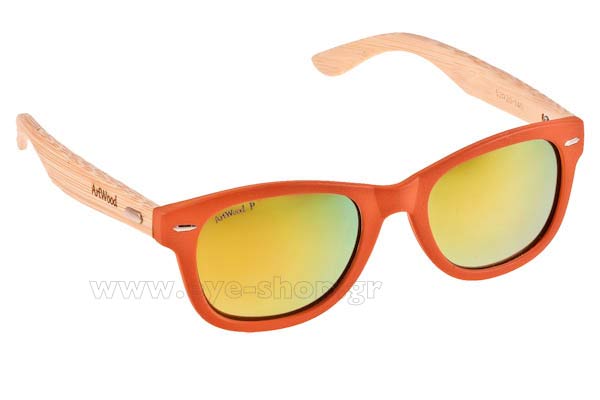 Occhiali Artwood Milano Bambooline 1 MP200 Orange - Gold Mirror Polarized - bamboo