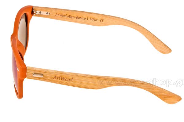 Artwood Milano modello Bambooline 1 MP200 di colore Orange  - Green Mirror Polarized Cat3