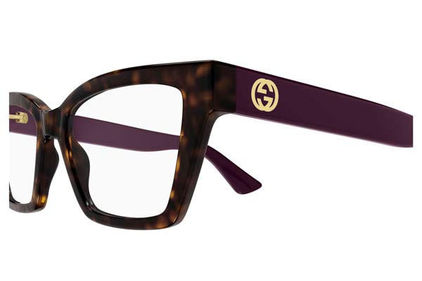 Gucci modello GG1715O di colore 007 havana violet transpa