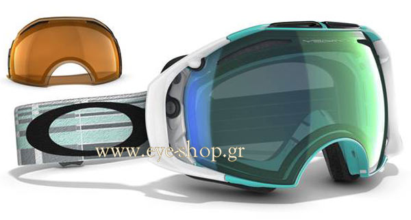 Occhiali Oakley AirBrake 7037 Snow 57-400 Mint Plaid/Emerald Iridium - Persimmon