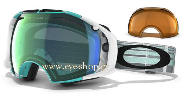 Oakley modello AirBrake 7037 Snow di colore 57-400 Mint Plaid/Emerald Iridium - Persimmon