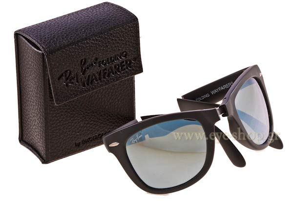 Rayban modello 4105 Folding Wayfarer di colore 602230 matte grey silver mirror