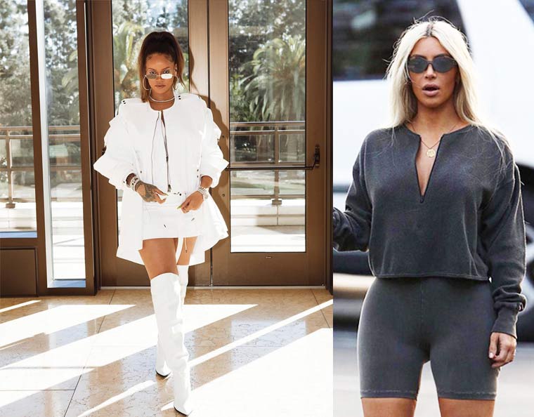 Kim Kardashian e Rihanna con occhiali da sole piccoli